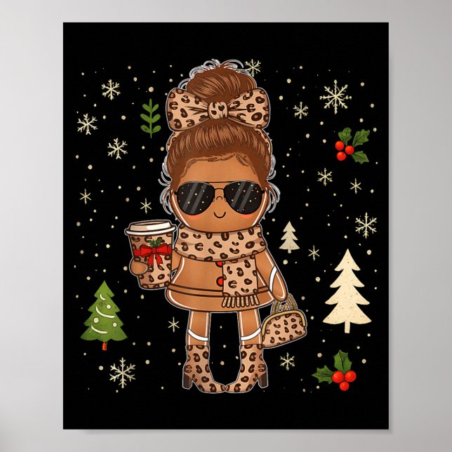 Cute Gingerbread Christmas Snow Xmas For Men Women Poster (Framsidan)