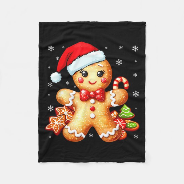 Cute Gingerbread Christmas Snow Xmas For Women Kid Fleecefilt (Framsidan)