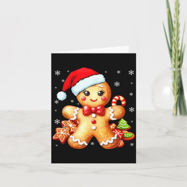 Cute Gingerbread Christmas Snow Xmas For Women Kid Kort (Framsida)