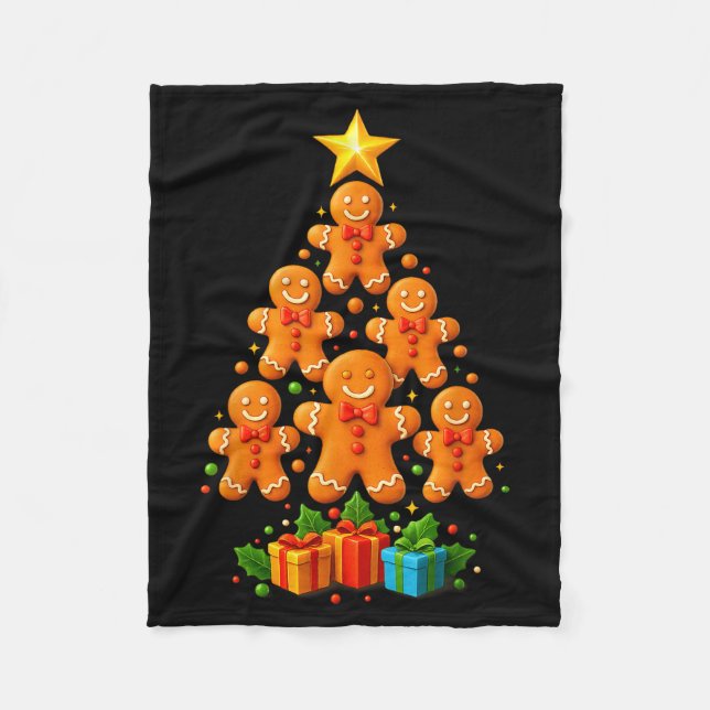 Cute Gingerbread Christmas Tree Holiday Funny Xmas Fleecefilt (Framsidan)