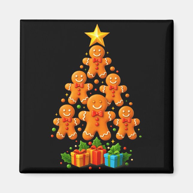 Cute Gingerbread Christmas Tree Holiday Funny Xmas Magnet (Framsidan)