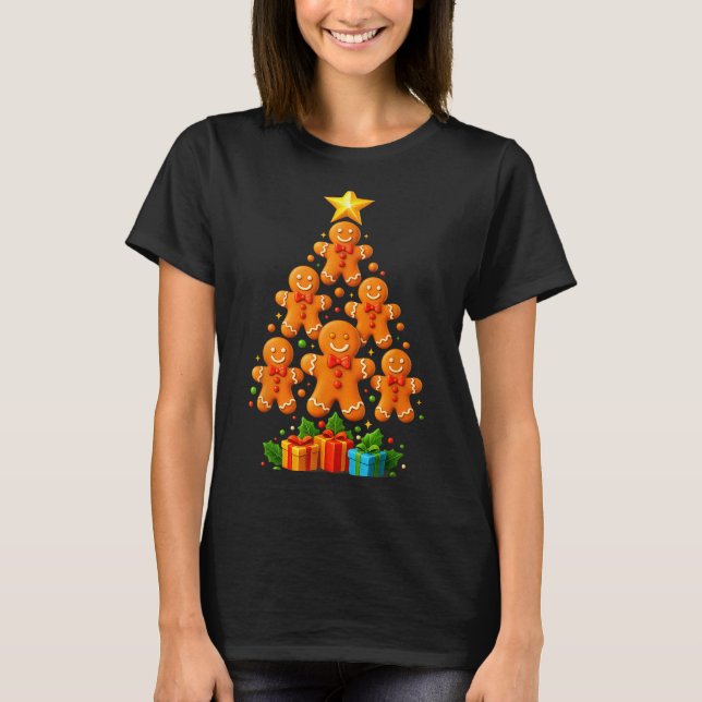 Cute Gingerbread Christmas Tree Holiday Funny Xmas T Shirt (Framsida)