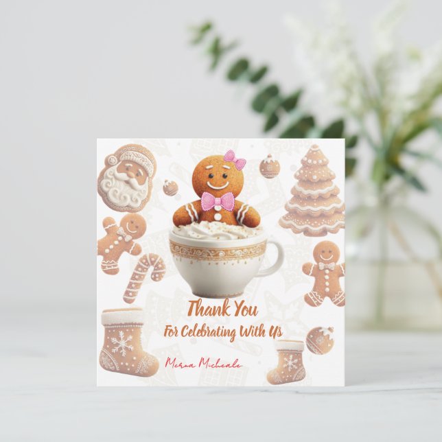 Cute Gingerbread Cookie kids party Tack Kort (Stående Fram)