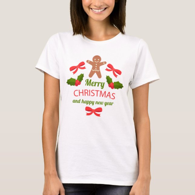 Cute Gingerbread Family Christmas Tee USA (Framsida)