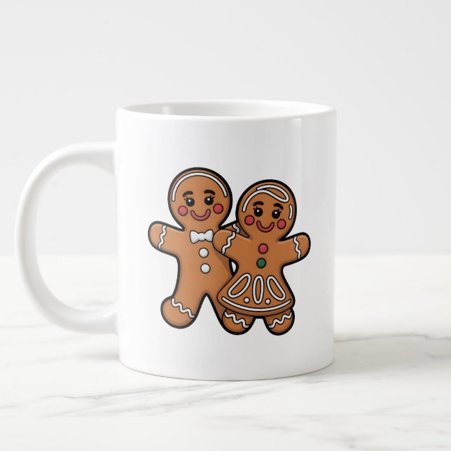 Cute Gingerbread Friends Jumbo Mugg (Vänster)