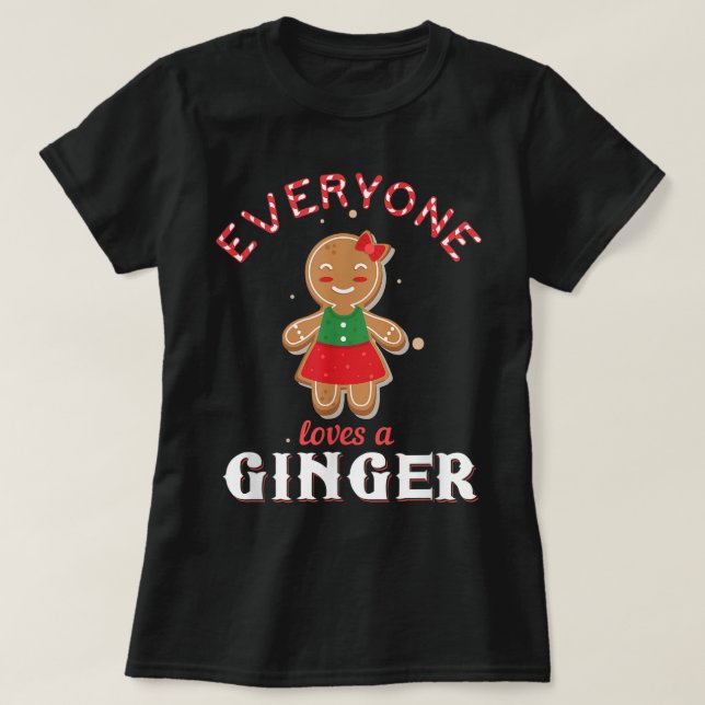 Cute Gingerbread Girl Christmas Design T Shirt (Design framsida)