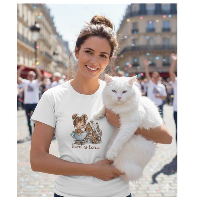 Cute Gingerbread Girl in Teacup Christmas T Shirt (Skapare uppladdad)