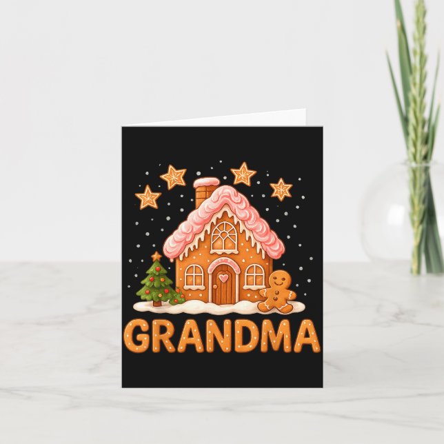 Cute Gingerbread Grandma Merry Christmas Funny  Kort (Framsida)