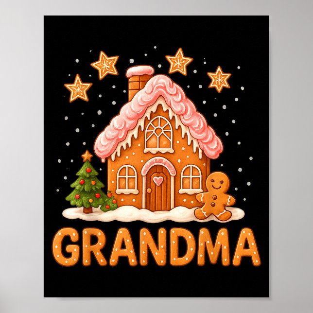 Cute Gingerbread Grandma Merry Christmas Funny  Poster (Framsidan)