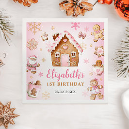 Cute Gingerbread House Girl Birthday Party Pappersservett