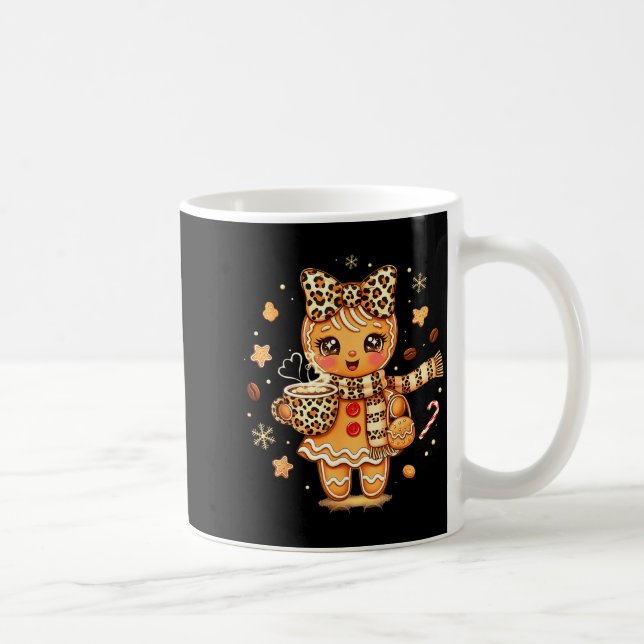 Cute Gingerbread Leopard Christmas Xmas Girl Women Kaffemugg (Höger)
