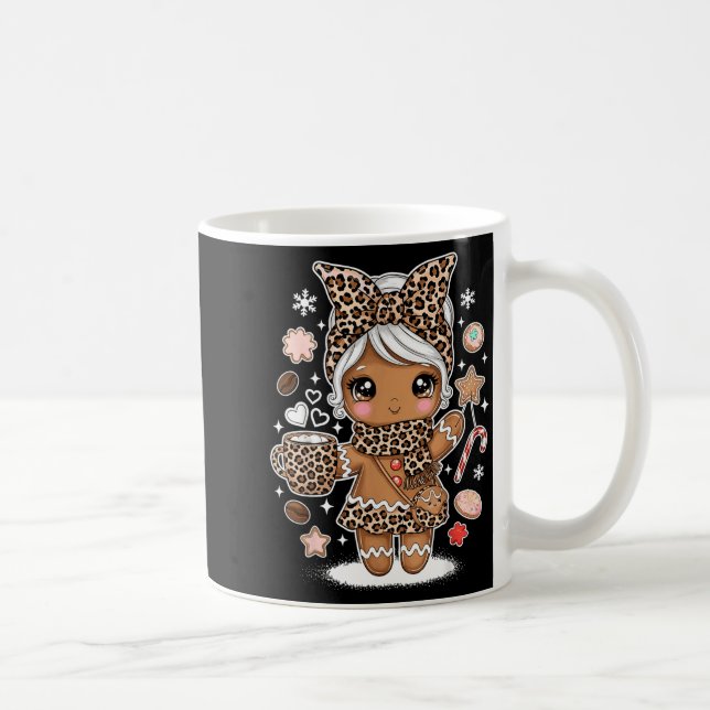 Cute Gingerbread Leopard Christmas Xmas Girl Women Kaffemugg (Höger)