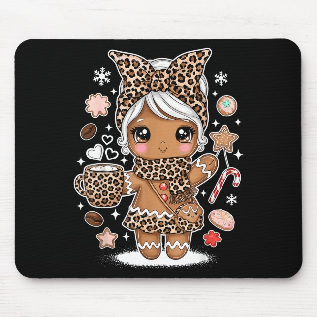 Cute Gingerbread Leopard Christmas Xmas Girl Women Musmatta (Framsidan)