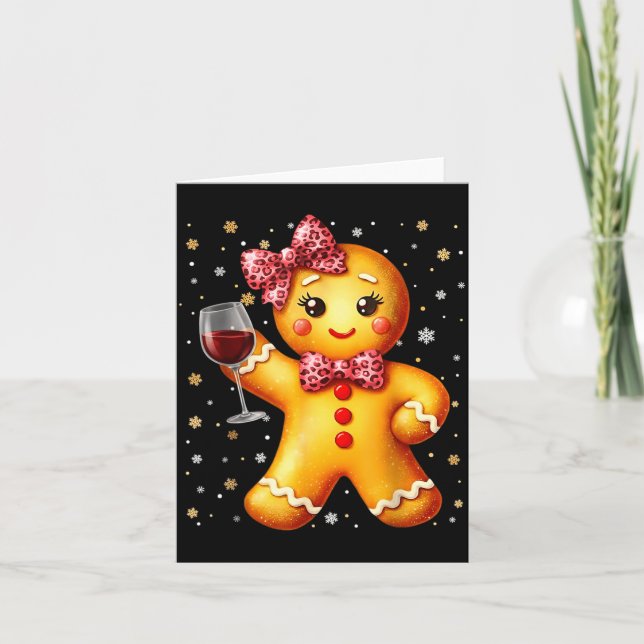 Cute Gingerbread Leopard Coquette Christmas Wine X Kort (Framsida)