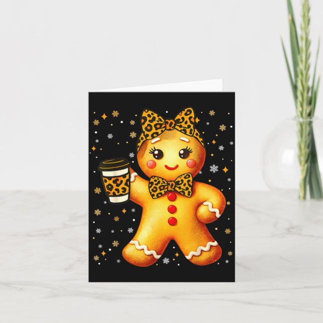 Cute Gingerbread Leopard Coquette Christmas Xmas G Kort (Framsida)