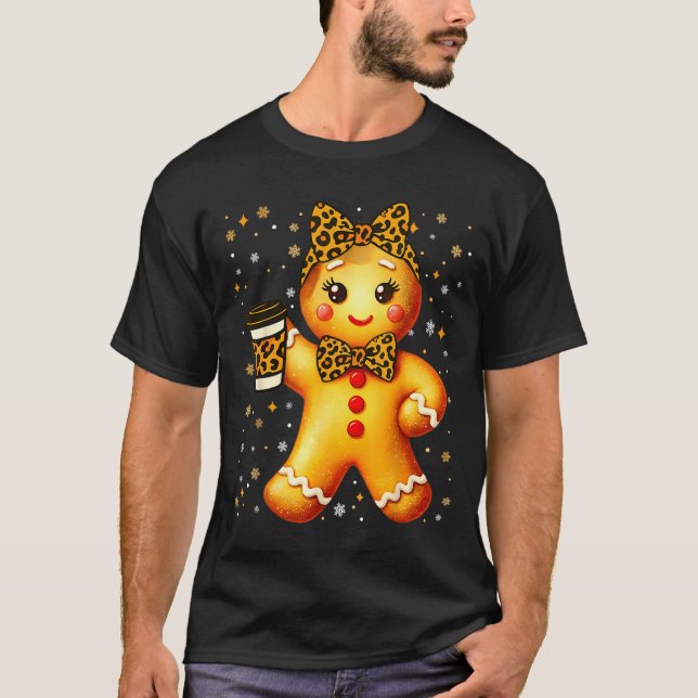 Cute Gingerbread Leopard Coquette Christmas Xmas G T Shirt (Framsida)