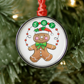 Cute Gingerbread man, Christmas Cookie Joy Julgransprydnad Metall