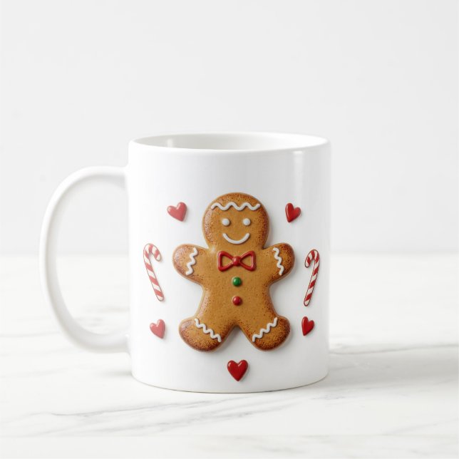 Cute Gingerbread Man Christmas Mug Kaffemugg (Vänster)