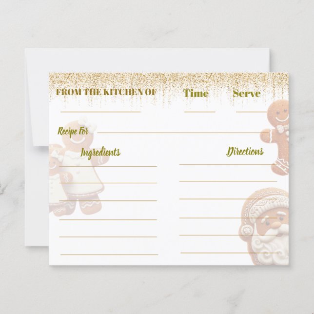 Cute Gingerbread Man Christmas recipe card (Framsida)