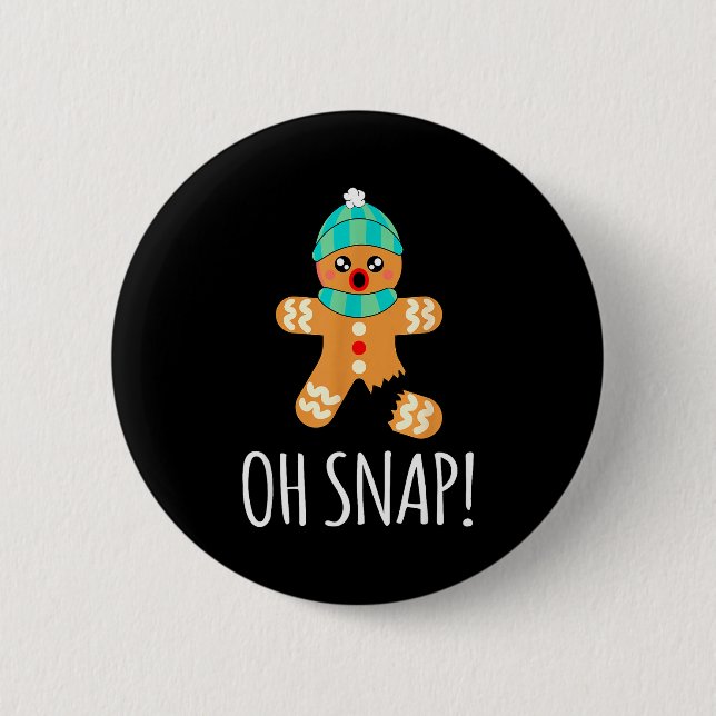 Cute Gingerbread Man Funny Christmas Oh Snap  Knapp (Framsida)