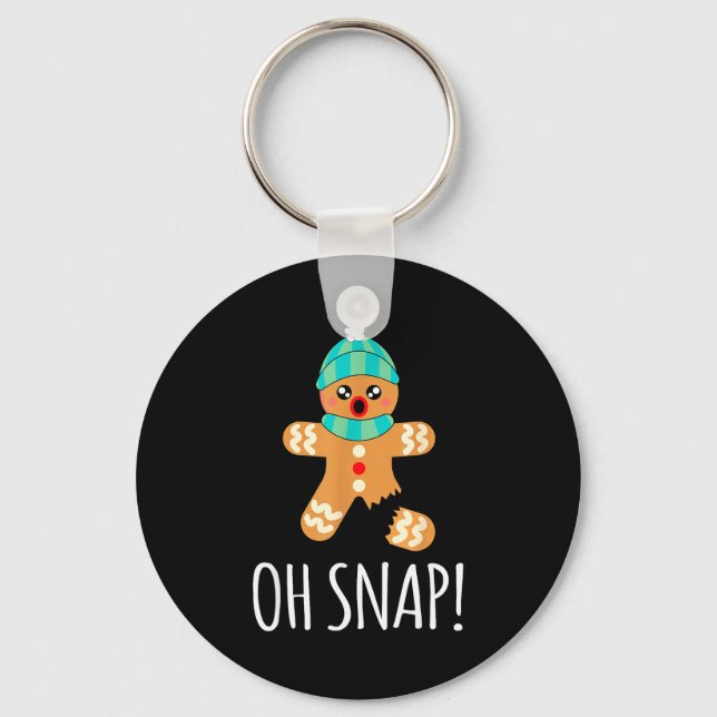 Cute Gingerbread Man Funny Christmas Oh Snap  Nyckelring (Framsida)