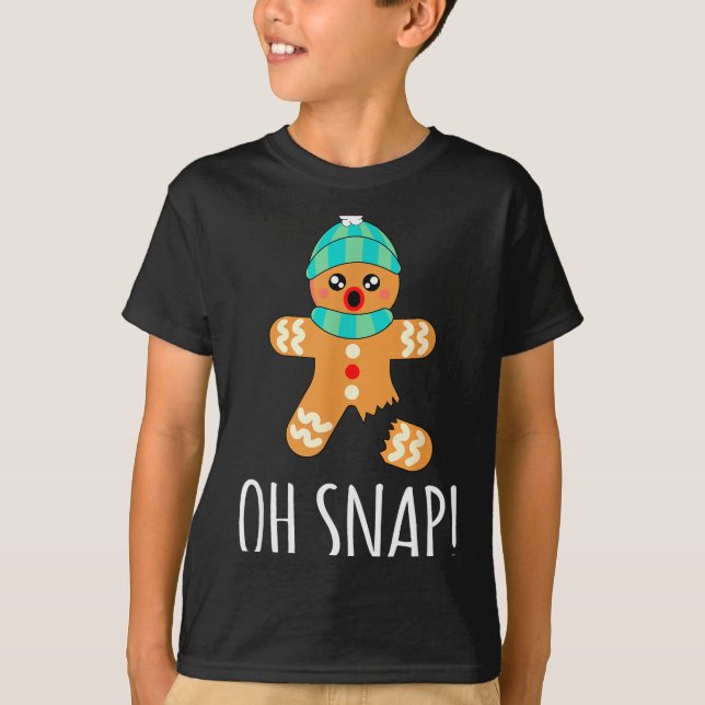 Cute Gingerbread Man Funny Christmas Oh Snap  T Shirt (Framsida)