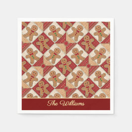 Cute Gingerbread Man Patchwork Pattern Style Pappersservett