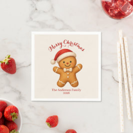 Cute Gingerbread Man with Santa Hat - Pappersservett