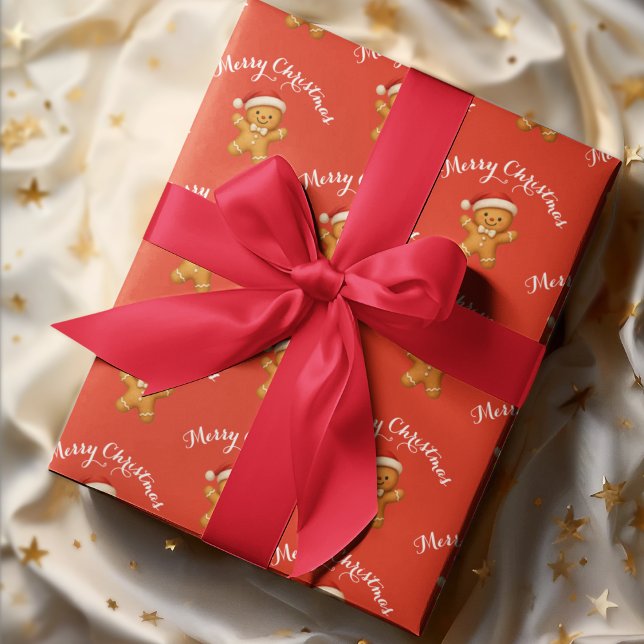 Cute Gingerbread Man with Santa Hat -  Presentpapper (Skapare uppladdad)