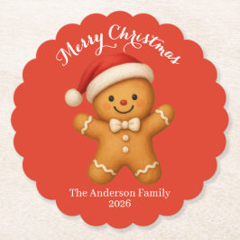 Cute Gingerbread Man with Santa Hat - Underlägg Papper