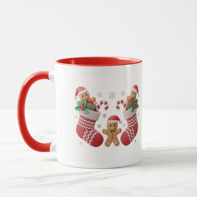 Cute Gingerbread Stocking Mug Wrap Mugg (Vänster)