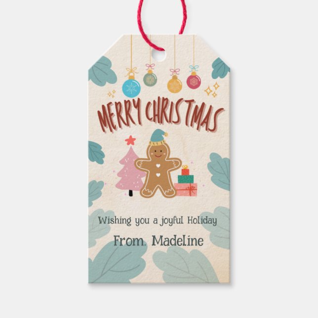 Cute Gingerbröd christmas helgdag Stickers Presentetikett (Framsidan)