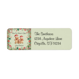 Cute Gingerbröd Cookie-familj - jul Returadress Etikett