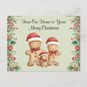 Cute Gingerbröd Cookie-familj - jul Vykort