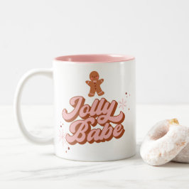 Cute Gingerbröd Cookie Jolly Babe Två-Tonad Mugg