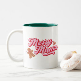 Cute Gingerbröd Cookie Merry-Mamma jul Två-Tonad Mugg