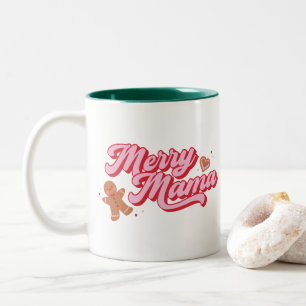Cute Gingerbröd Cookie Merry-Mamma jul Två-Tonad Mugg