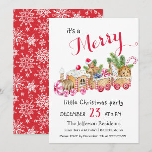 Cute Gingerbröd Express Little jul Party Inbjudningar