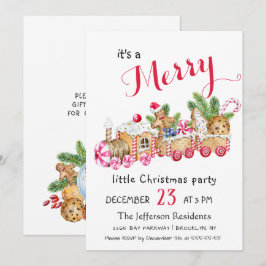 Cute Gingerbröd Express Little jul Party Inbjudningar