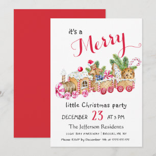 Cute Gingerbröd Express Little jul Party Inbjudningar