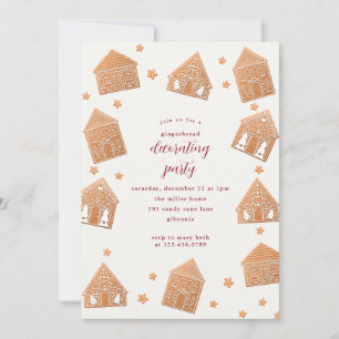 Cute Gingerbröd House Decororation Party jul Inbjudningar