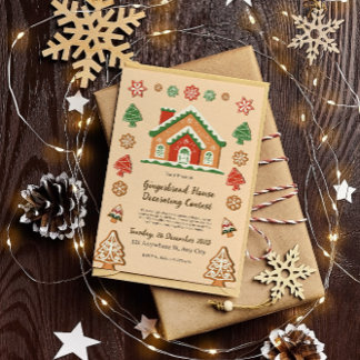 Cute Gingerbröd House Dekoration Tävling Inbjudningar