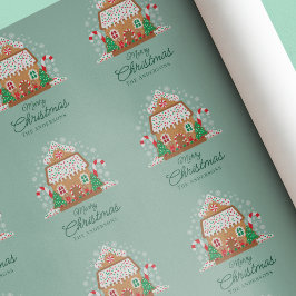 Cute Gingerbröd House Family Namn Presentpapper