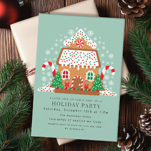 Cute Gingerbröd House-Julfest Inbjudningar
