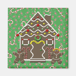 Cute Gingerbröd House Man Girl-julgodis Magnet