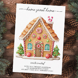 Cute Gingerbröd House Ny adress Helgdag Flytta Tilläggskort