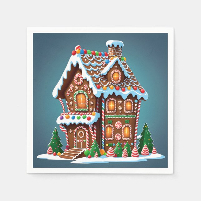 Cute Gingerbröd House Pappersservett (Framsidan)