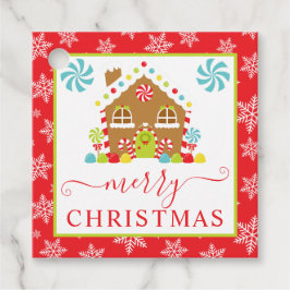 Cute Gingerbröd House Vinterjul Gåvor Etiketter