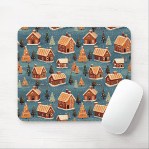 Cute Gingerbröd Houses och Träd Musmatta