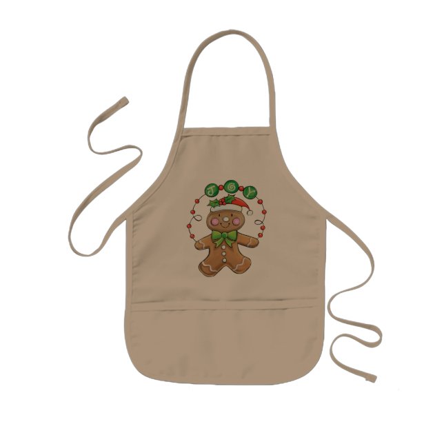Cute Gingerbröd Kids Apron för Helgdagarna Barnförkläde (Framsidan)